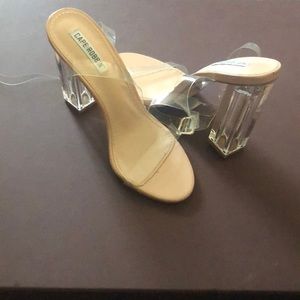 Clear Strap Block Heels